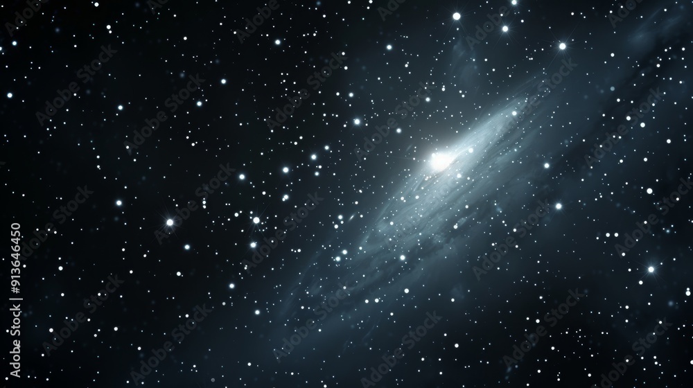 Obraz premium A minimalist galaxy scene with stars, 2D vector, clean and plain, basic celestial elements, and a dark backdrop