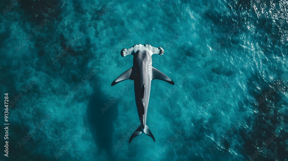 Fototapeta premium Hammerhead Shark Aerial View.