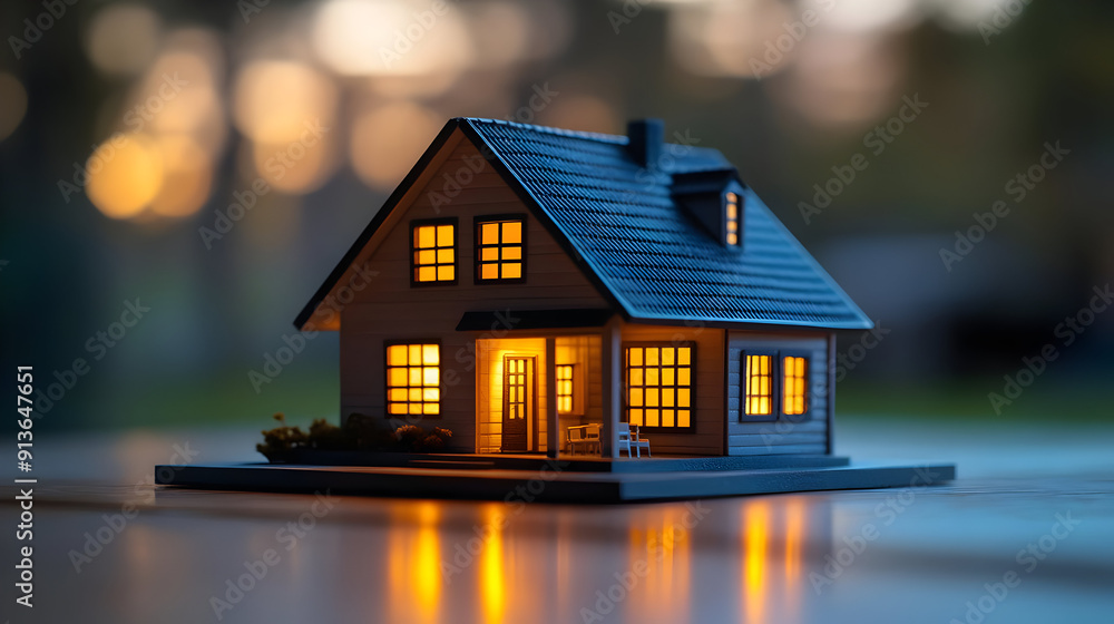 Illuminated Miniature House Model Photo Illuminated Miniature House Model Photo