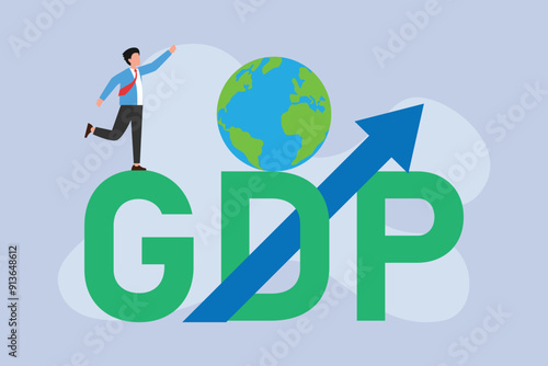 Gross domestic product or GDP. the market value of all goods and services produced. National earning profit measurement and index 2d flat vector illustration