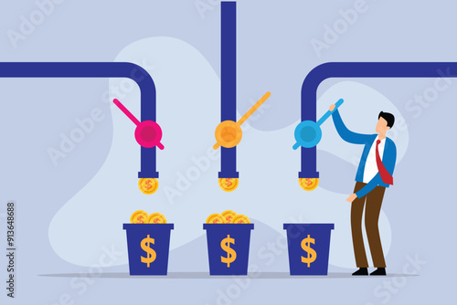 Multiple income streams from passive incomes or revenue from invest in multi assets 2d flat vector illustration