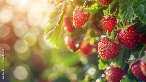 strawberry in the garden, vibrant 