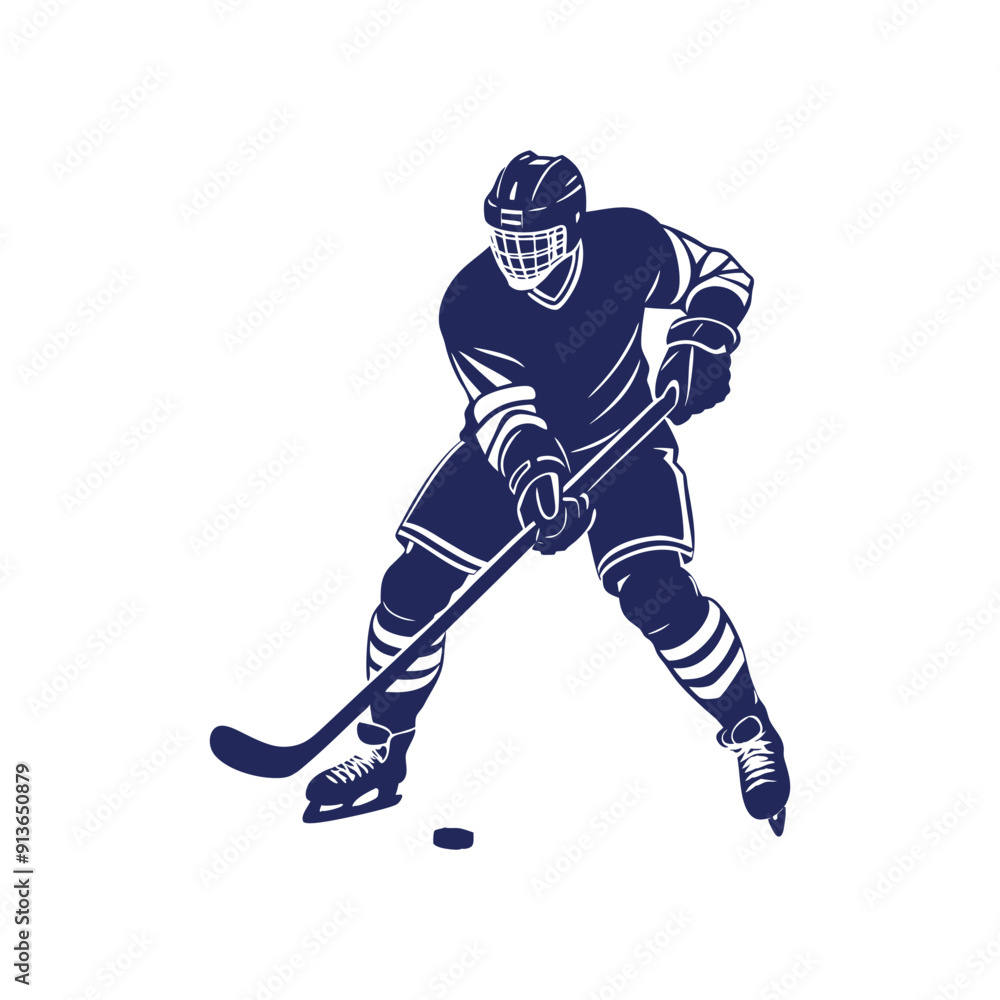 Hockey player silhouettes Clip art isolated vector illustration on white background Hockey player silhouettes Clip art isolated vector illustration on white background