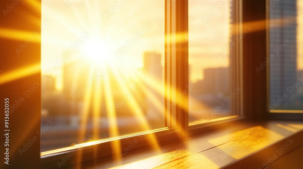 Rays of Hope: Morning Sunlight in Office, Energizing and Optimistic Scene with Copy Space