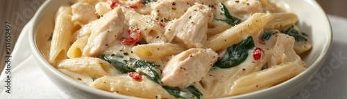  Creamy chicken and spinach penne pasta  photo