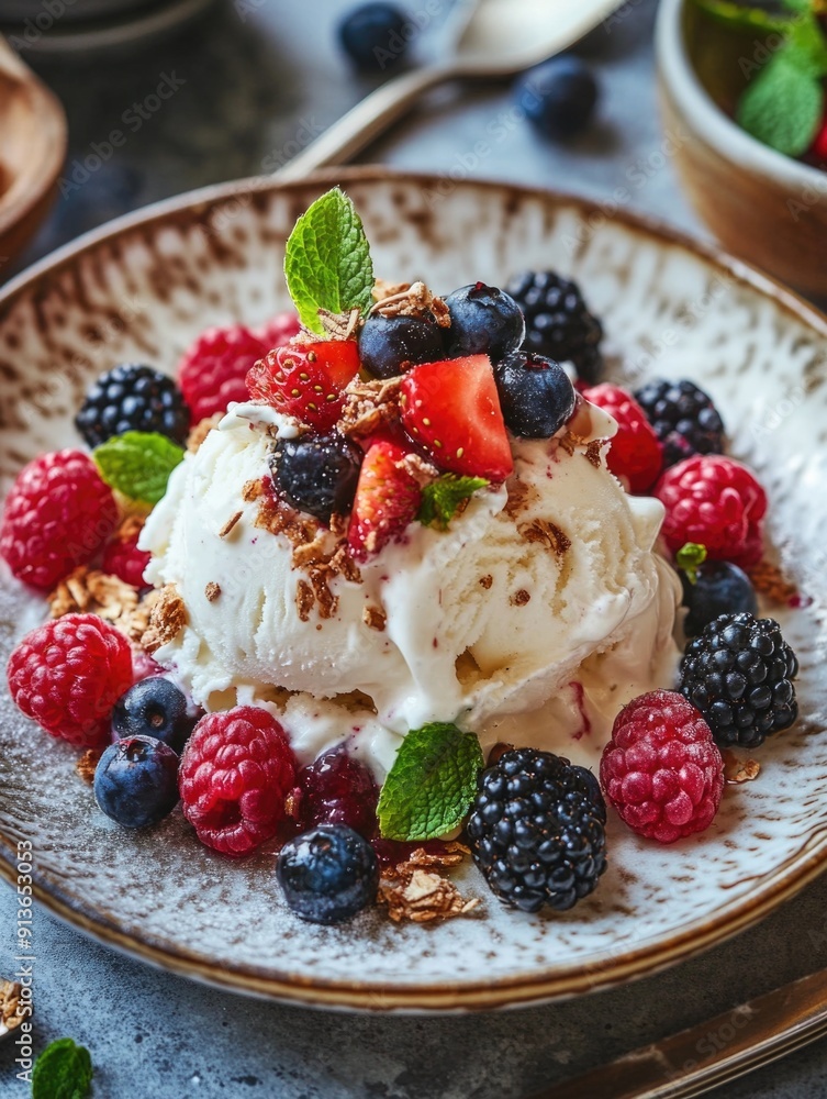 Ice Cream with Berries and Nuts Ice Cream with Berries and Nuts