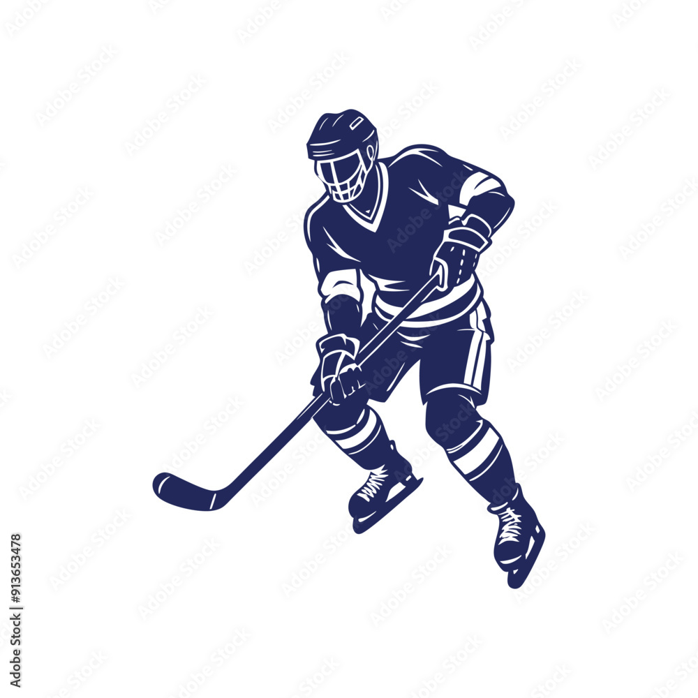 Fototapeta premium Hockey player silhouettes Clip art isolated vector illustration on white background