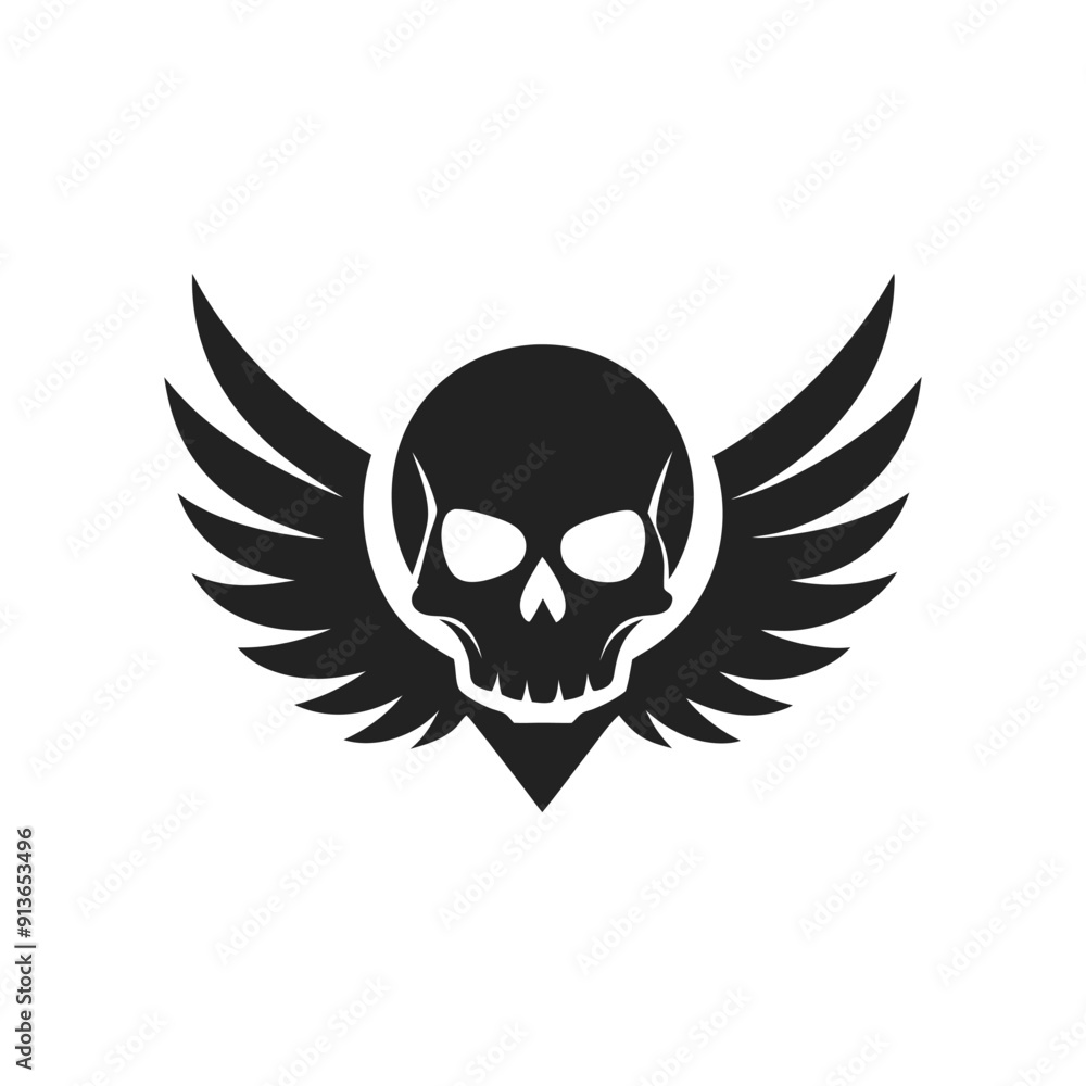 Human Skull with Wings Silhouette Vector
Human Skull with Wings Silhouette Vector