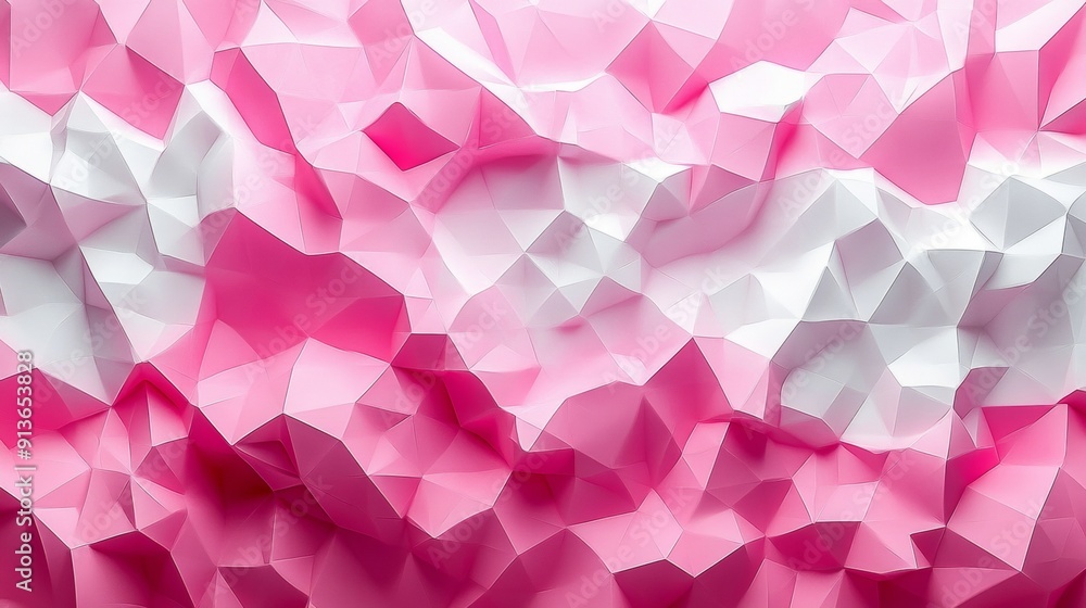 Fototapeta premium Pink Polygonal Triangles Abstract Background, Facebook cover, Generated