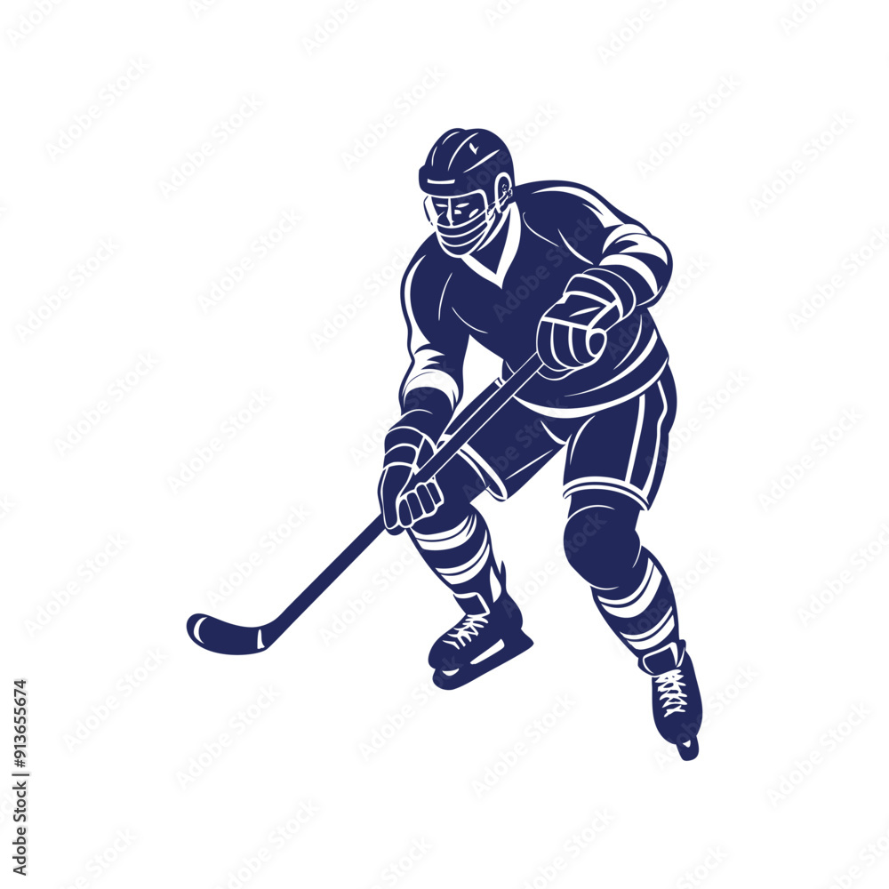 Hockey player silhouettes Clip art isolated vector illustration on white background Hockey player silhouettes Clip art isolated vector illustration on white background