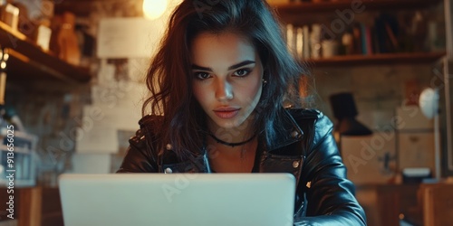 Woman working on laptop