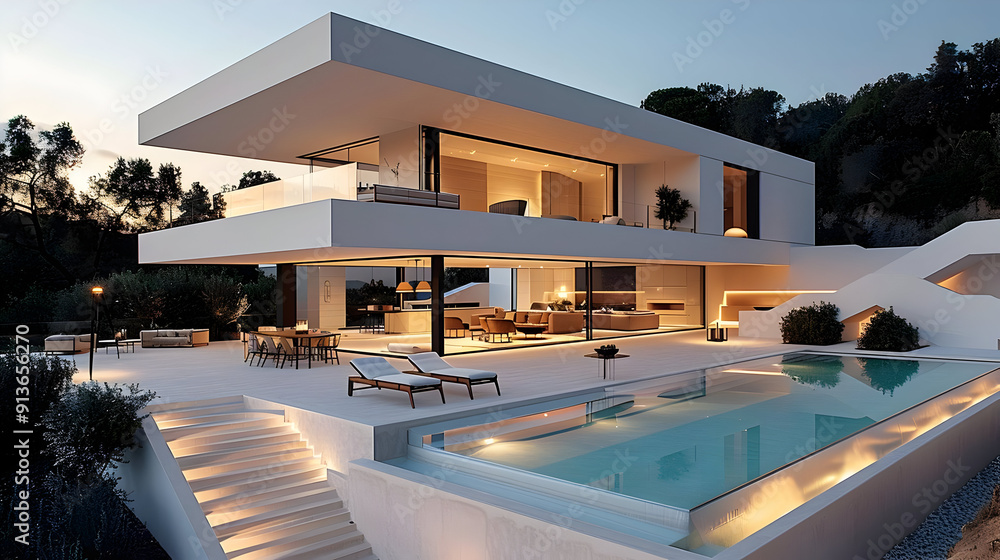 Modern Minimalist Villa with Infinity Pool - Architectural Visualization Modern Minimalist Villa with Infinity Pool - Architectural Visualization