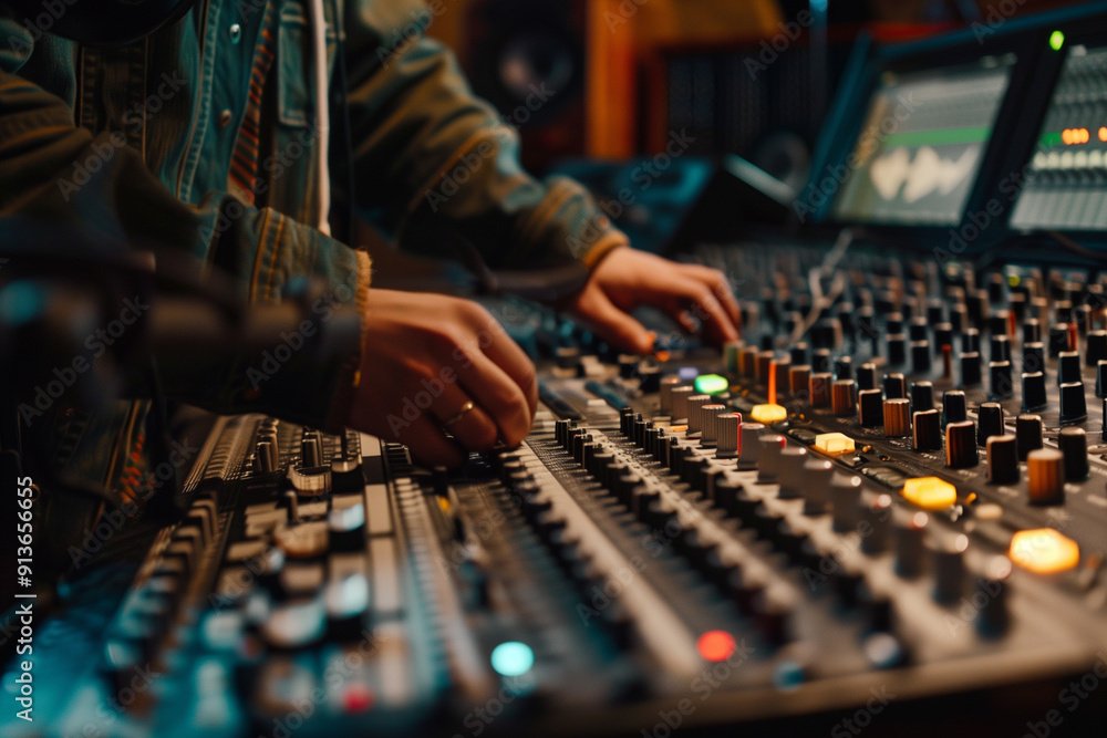 Sound designer in a studio at work Sound designer in a studio at work