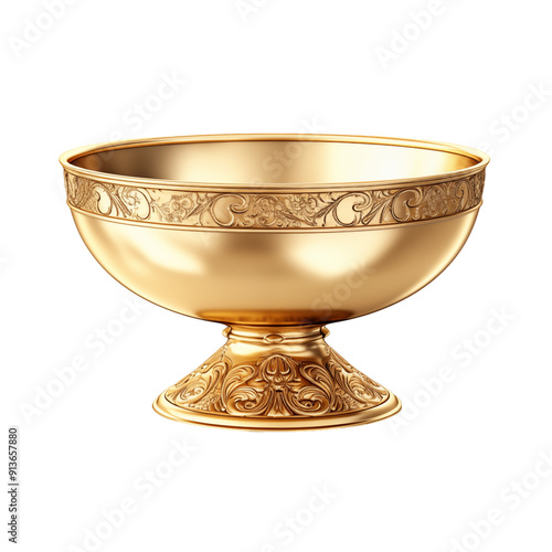 antique golden brass bowl transparent background