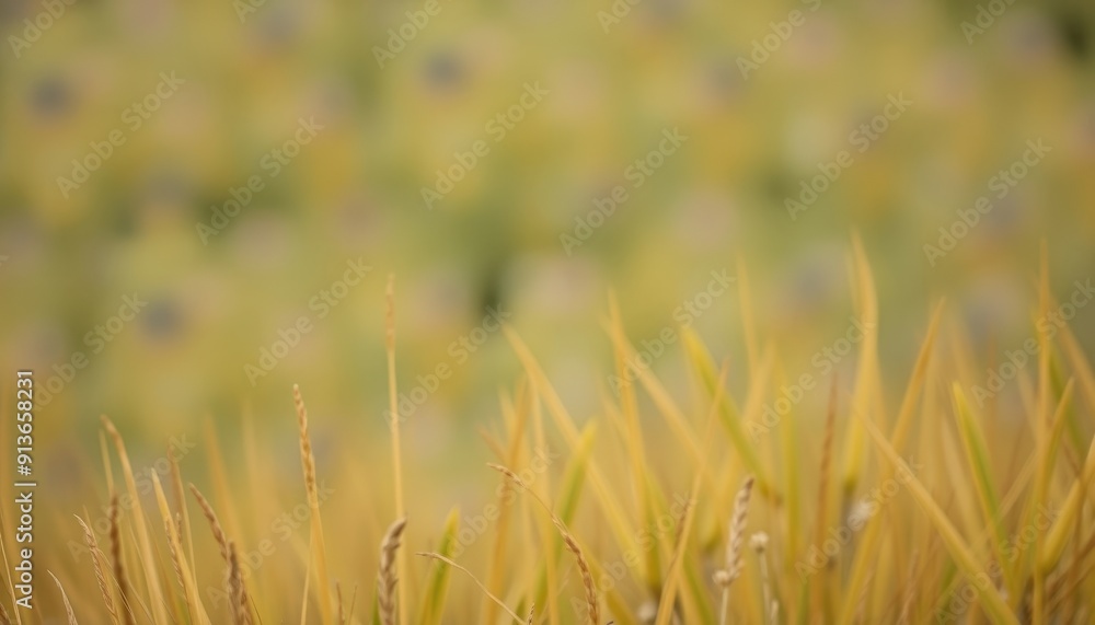 Fototapeta premium Golden Grass Blades with Soft Blurred Background.