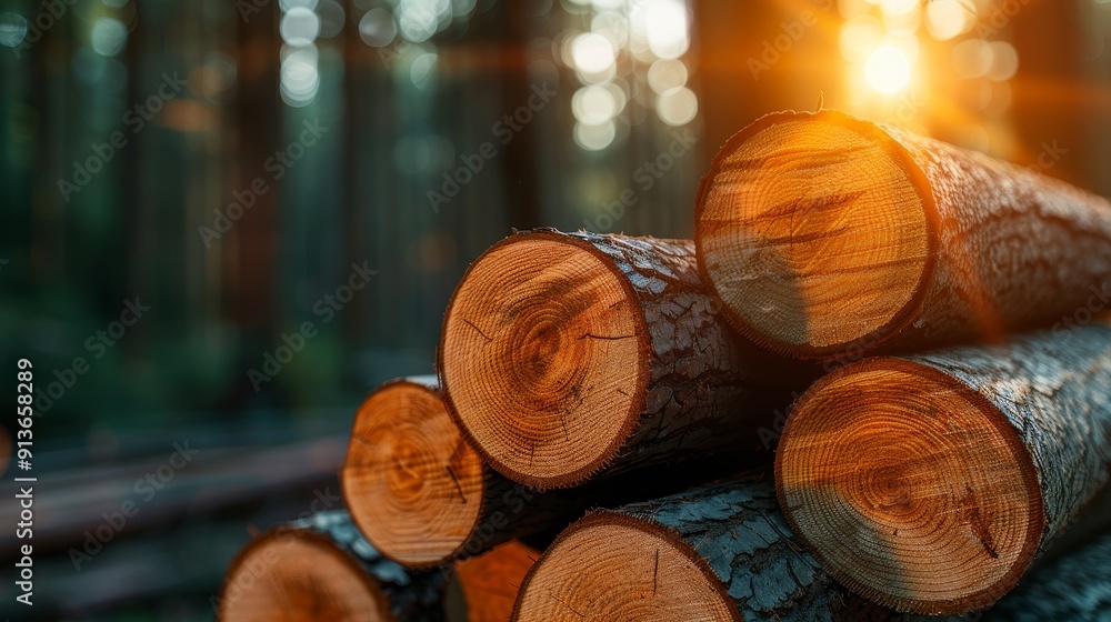 Sustainable forest management with conservation cuts, copy space, focus on all objects, deep depth of field Sustainable forest management with conservation cuts, copy space, focus on all objects, deep depth of field