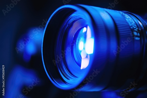 Close-up camera lens photo