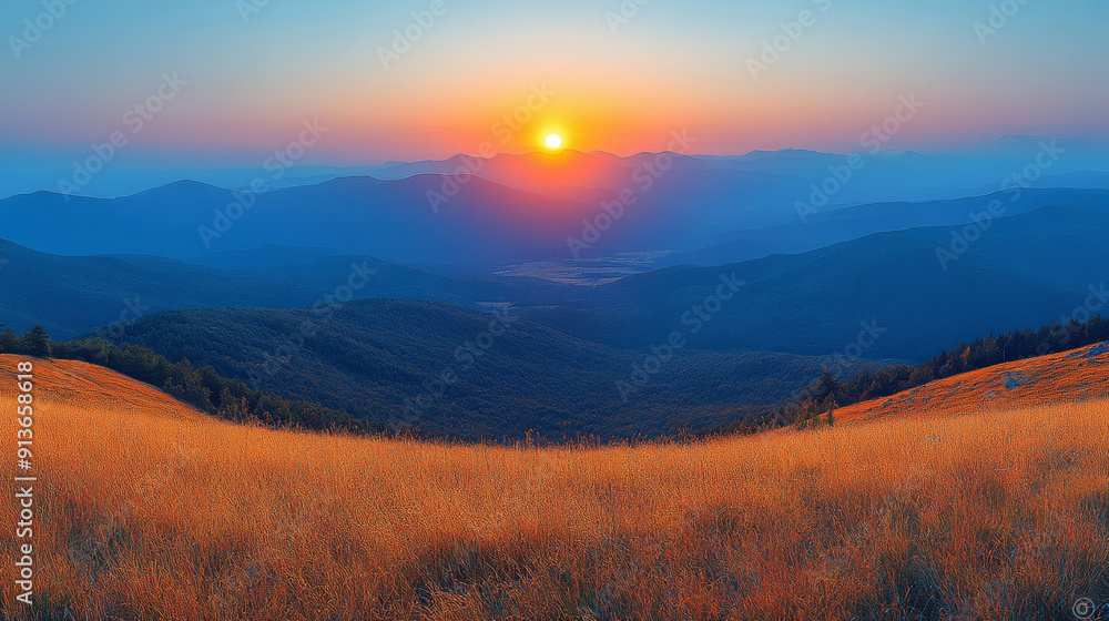 Cloudless sky, golden grasslands, late summer, early autumn, mountains, blue sky, golden hour, dawn, sunset, warm colors, brilliant light, natural beauty wallpaper Cloudless sky, golden grasslands, late summer, early autumn, mountains, blue sky, golden hour, dawn, sunset, warm colors, brilliant light, natural beauty wallpaper