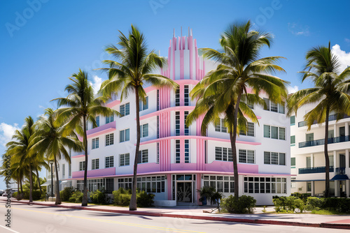 Art deco building and hotels on historic ocean drive 
