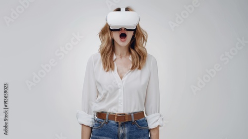 The woman in VR headset photo