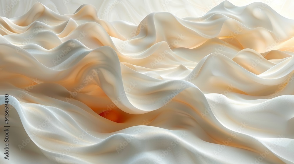 Obraz premium Flowing Textures of Cream and Beige Drapery in Soft Natural Light