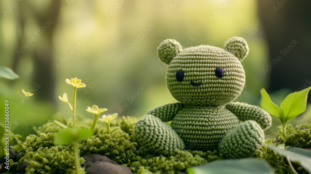green amigurumi handcraft background green amigurumi handcraft background