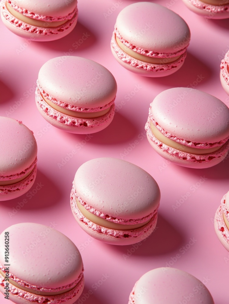 Obraz premium Pink Macarons on Pink Surface