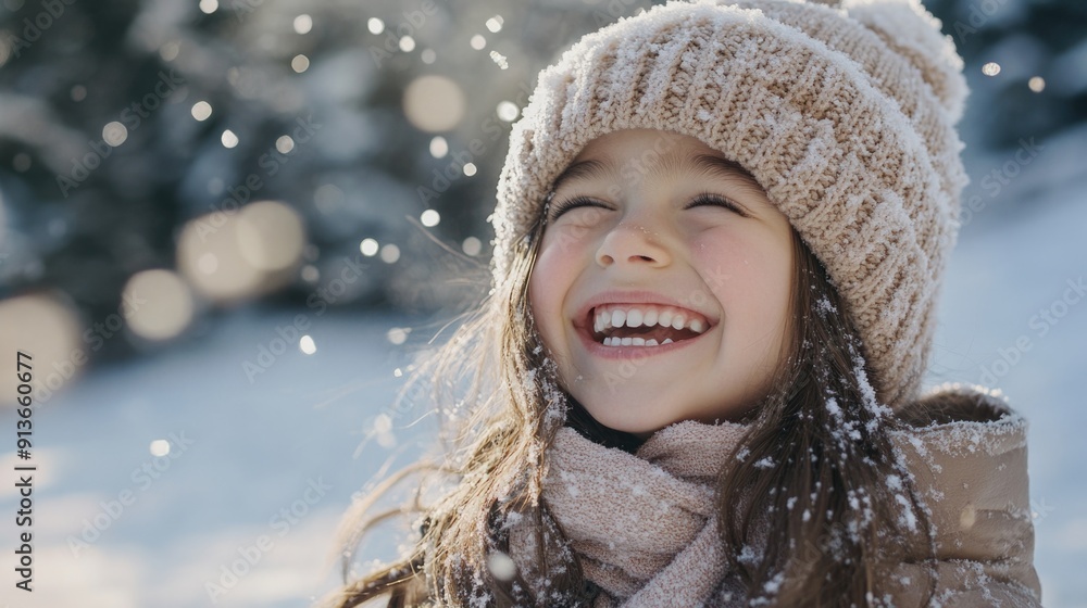 Girl smiles in snow Girl smiles in snow
