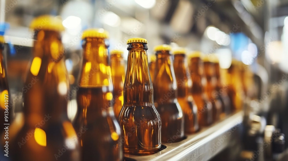 Efficient Worker Labeling Beer Bottles on Industrial Packaging Line with Precision and Detail Efficient Worker Labeling Beer Bottles on Industrial Packaging Line with Precision and Detail