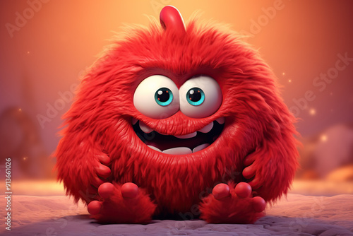 Cute Red Furry Monster