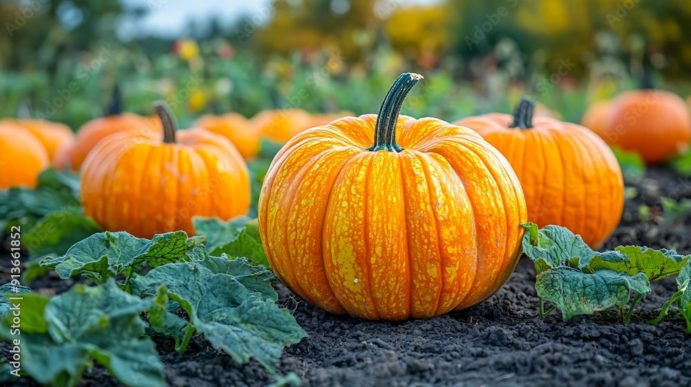 Bright orange pumpkins in a field, ideal for autumn and harvest-themed designs or marketing, emphasizing the freshness and abundance of the fall season, Bright orange pumpkins in a field, ideal for autumn and harvest-themed designs or marketing, emphasizing the freshness and abundance of the fall season,