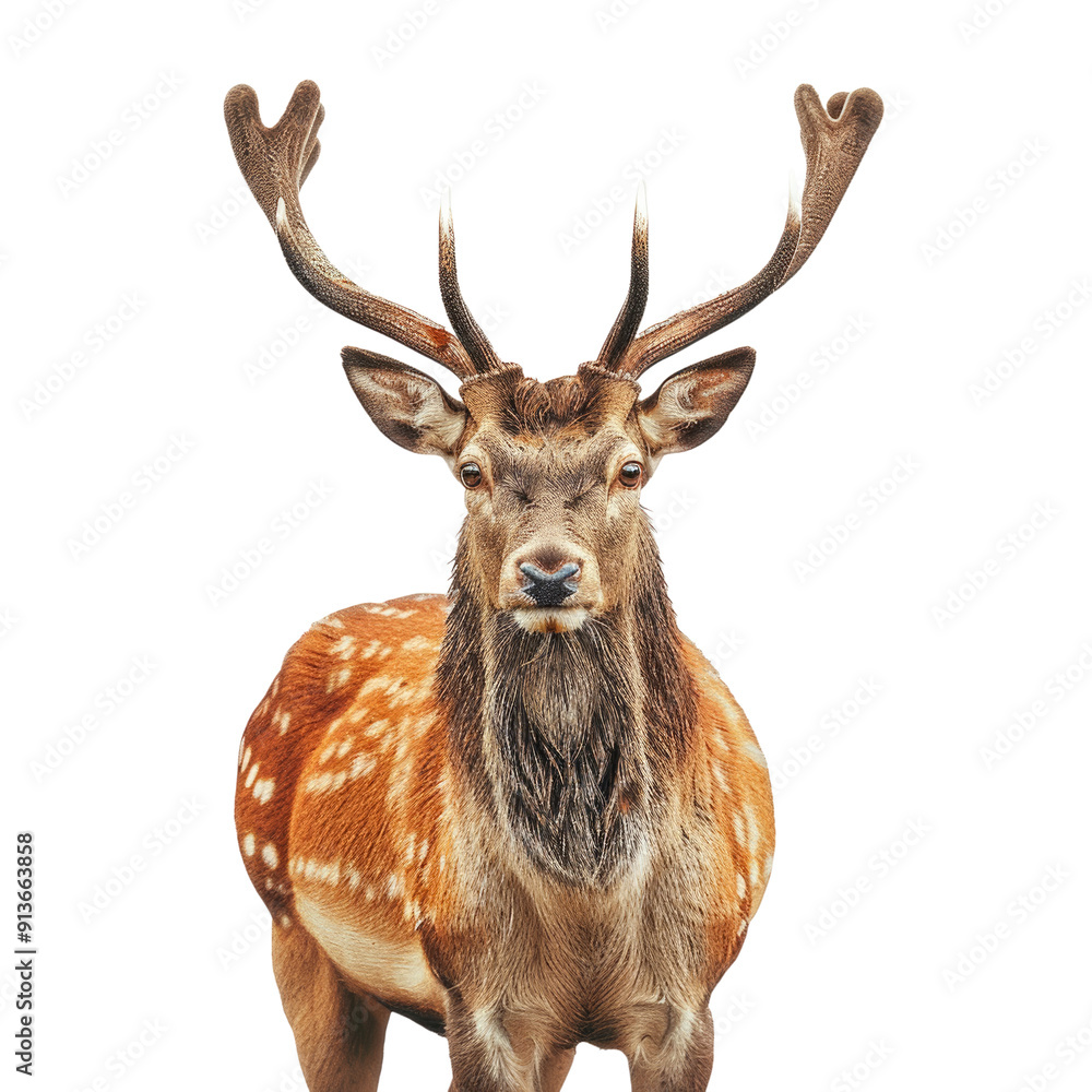 A deer looking at camera isolated on a transparent background for web, banner, wallpaper A deer looking at camera isolated on a transparent background for web, banner, wallpaper