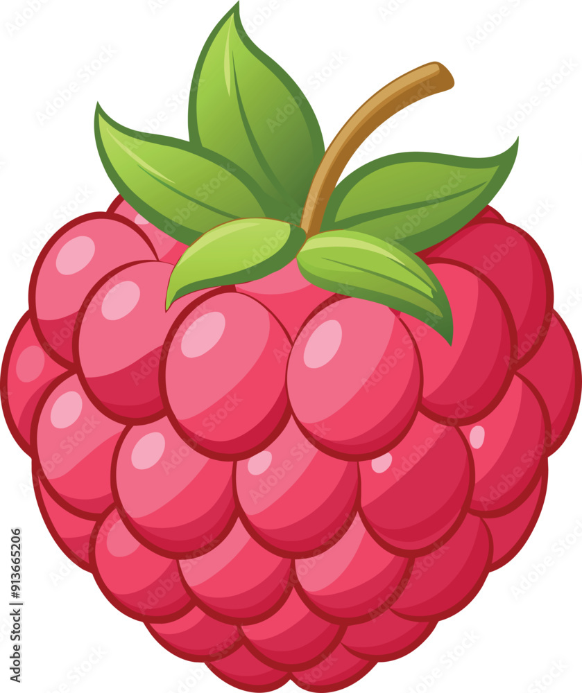 Fresh red a raspberries fruit with green leves Photos and Images vector illustration on white background generated Ai Fresh red a raspberries fruit with green leves Photos and Images vector illustration on white background generated Ai