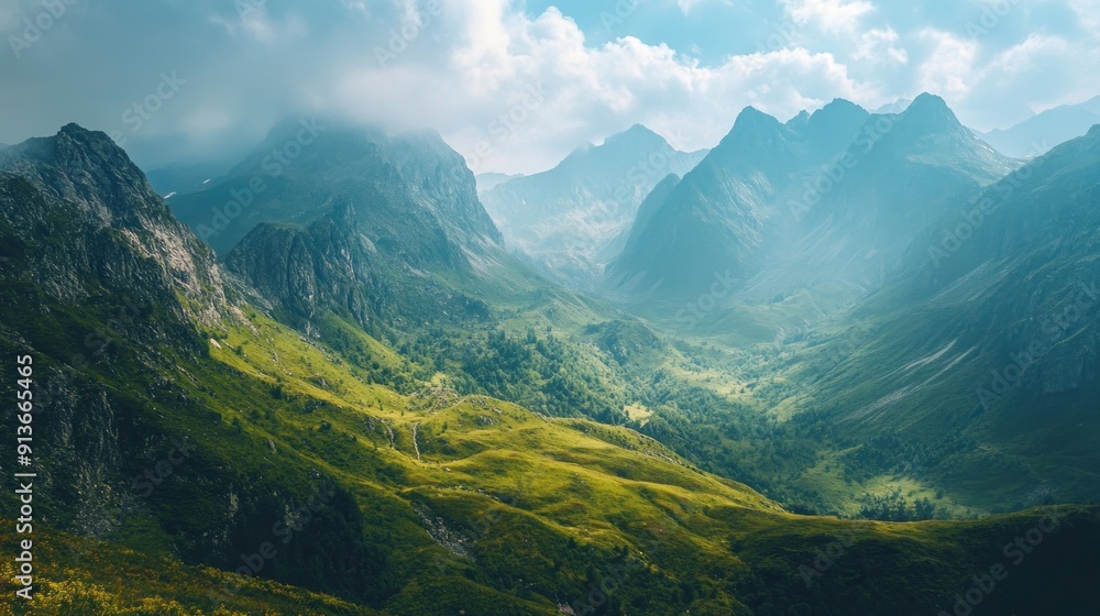 A beautiful, open field with a mountain range in the background A beautiful, open field with a mountain range in the background