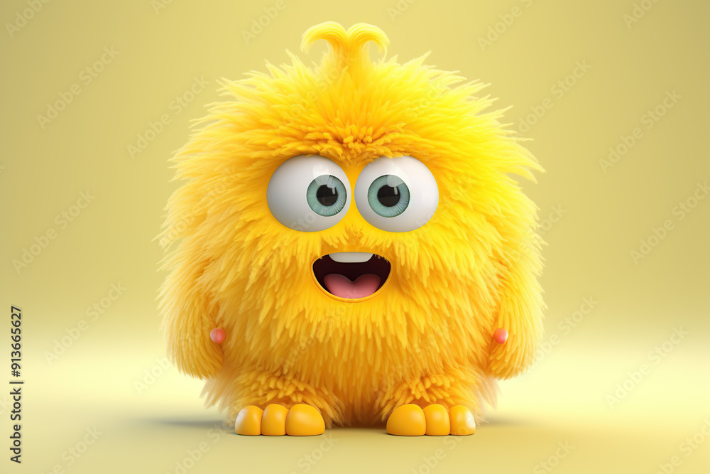 Fototapeta premium Cute Yellow Furry Monster