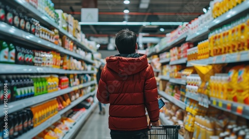 The Shopper in Supermarket Aisle photo