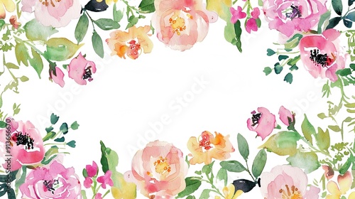 The Exquisite Hand Drawn Floral Border Background: A Delicate and Charming Visual Element.