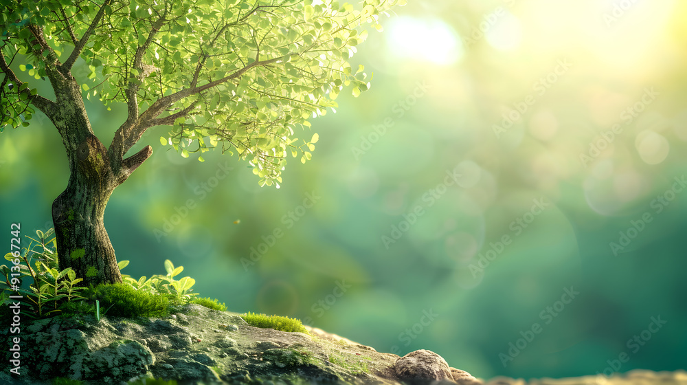 Fototapeta premium green forest in the morning