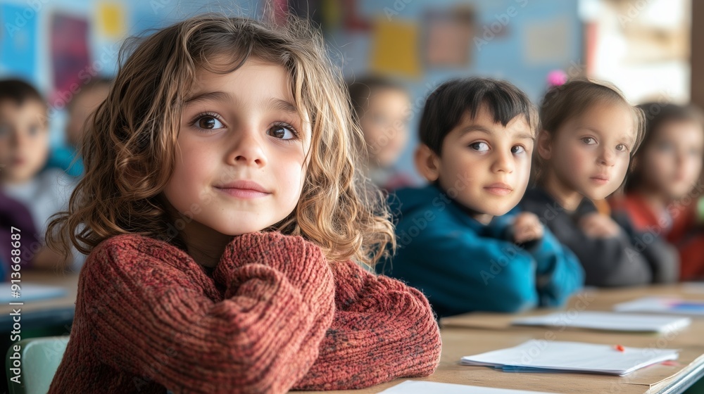Engaged Children in a Colorful Classroom Setting Engaged Children in a Colorful Classroom Setting