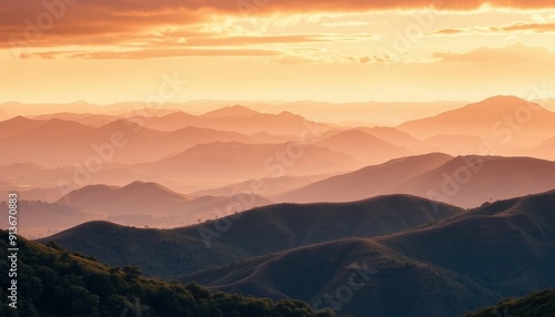 Layers of Mountains at Sunset.