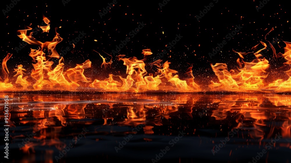 Fire flames on black background. Fire flames on black background.