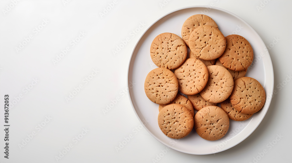 Delicious Plate of Peanut Butter Cookies on white background Delicious Plate of Peanut Butter Cookies on white background
