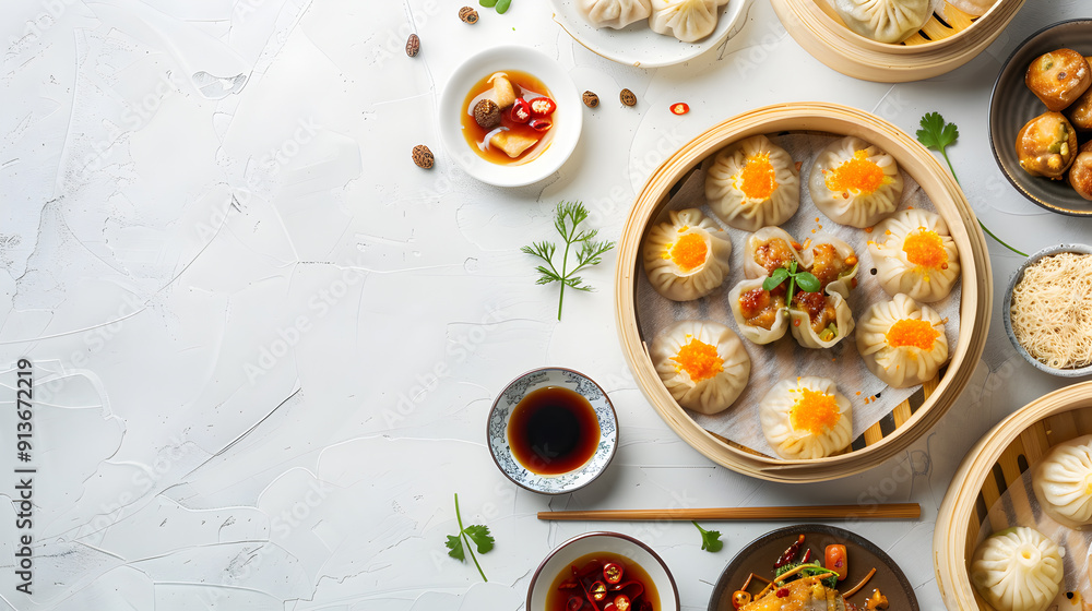 custom made wallpaper toronto digitalChinese Xiao Long Bao or steamed dumplings top view 