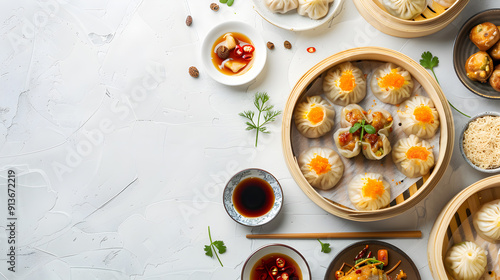 Wallpaper Mural Chinese Xiao Long Bao or steamed dumplings top view  Torontodigital.ca
