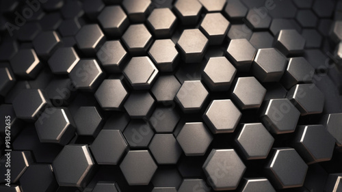 black and white hexagon background