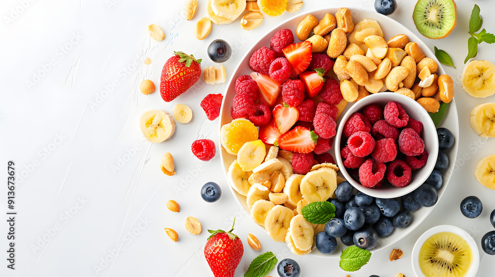fruit salad in a plate top view fruit salad in a plate top view