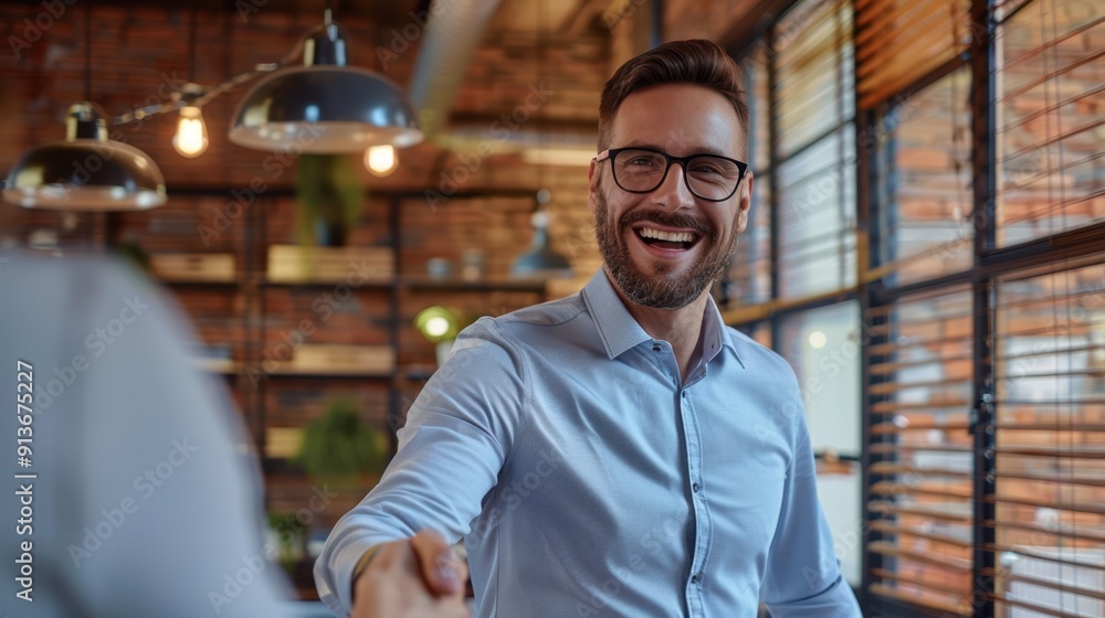Fototapeta premium The smiling businessman handshake