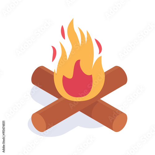 Take a look at this creatively crafted isometric icon of bonfire in modern style