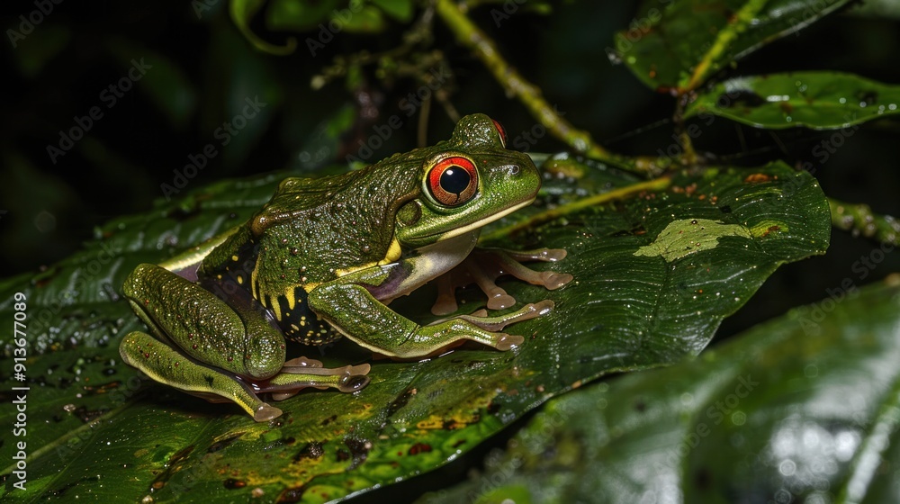 Green Tree Frog with Striking Red Eyes Green Tree Frog with Striking Red Eyes