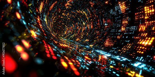 Wallpaper Mural Digital binary code data streaming on a dark background Torontodigital.ca